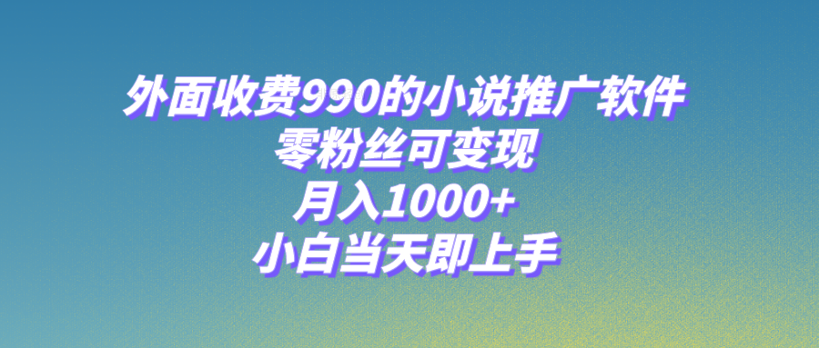 小说推广软件，零粉丝可变现，月入1000+，小白当天即上手【附189G素材】-科景网创