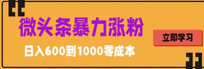 微头条暴力涨粉技巧搬运文案就能涨几万粉丝，简单0成本，日赚600-科景网创