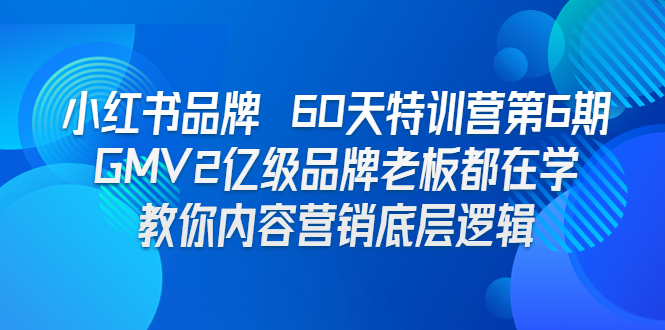 小红书品牌 60天特训营第6期 GMV2亿级品牌老板都在学 教你内容营销底层逻辑-科景网创