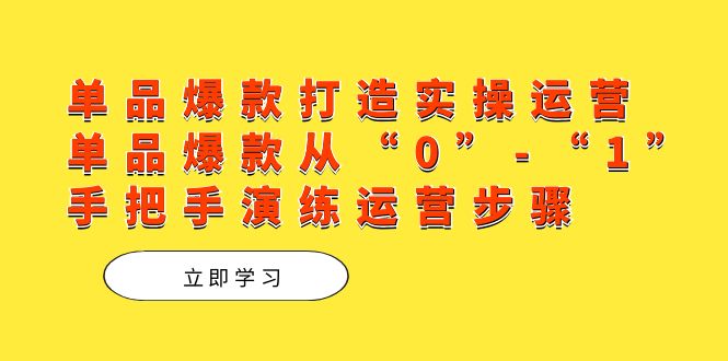 单品爆款打造实操运营，单品爆款从“0”-“1”手把手演练运营步骤-科景网创