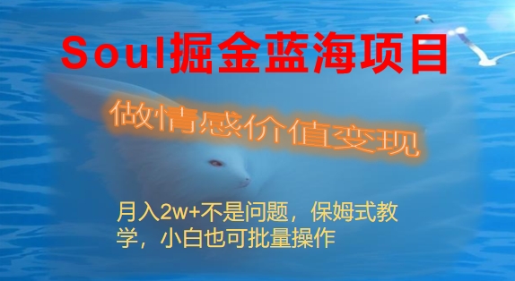 Soul掘金蓝海项目细分赛道，做情感价值变现，月入2w+不是问题-科景网创