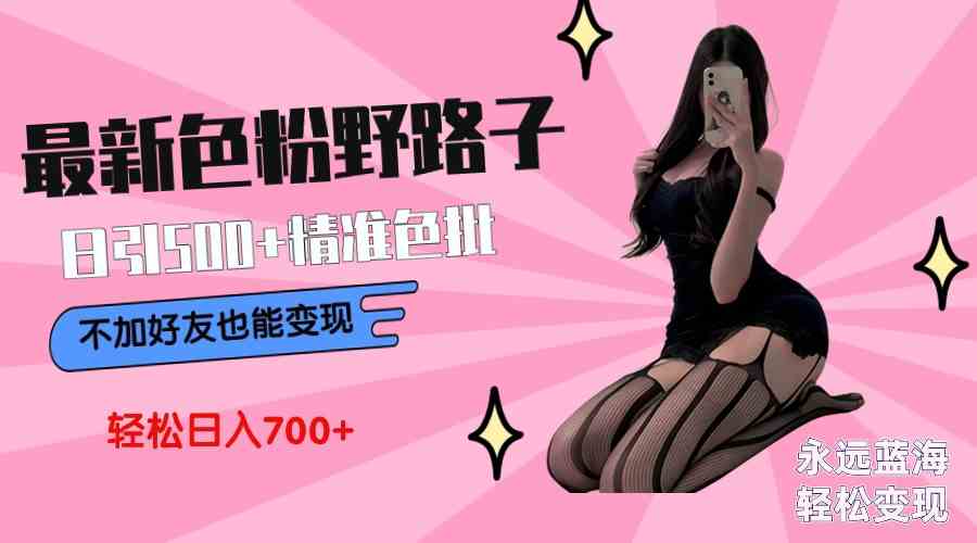 最新色粉变现野路子，日引500+老色批 可不加好友直接变现 小白轻松日入700+-科景网创