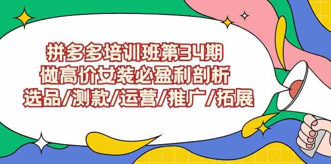拼多多培训班第34期：做高价女装必盈利剖析  选品/测款/运营/推广/拓展-科景网创