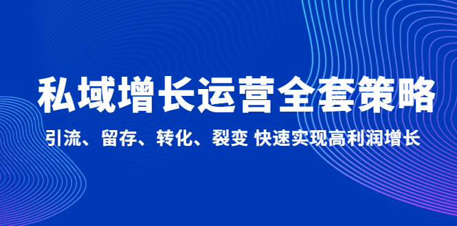 私域增长运营全套策略：引流、留存、转化、裂变 快速实现高利润增长-科景网创