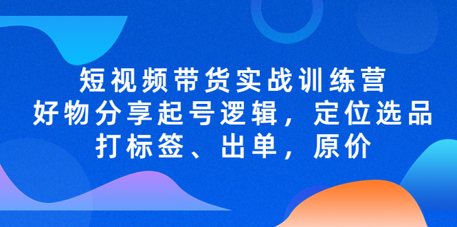 短视频带货实战训练营，好物分享起号逻辑，定位选品打标签、出单，原价-科景网创