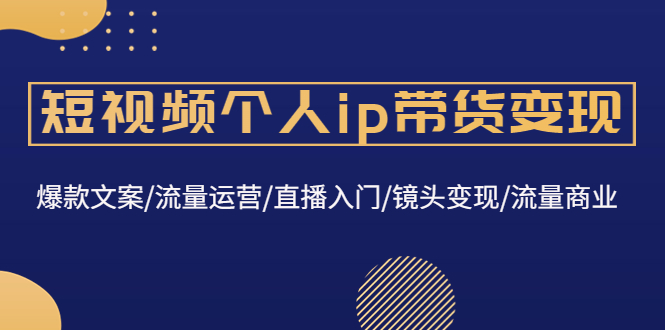 短视频个人ip带货变现：爆款文案/流量运营/直播入门/镜头变现/流量商业-科景网创