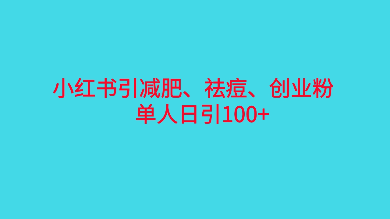 小红书精准引流，减肥、祛痘、创业粉单人日引100+（附软件）-科景网创