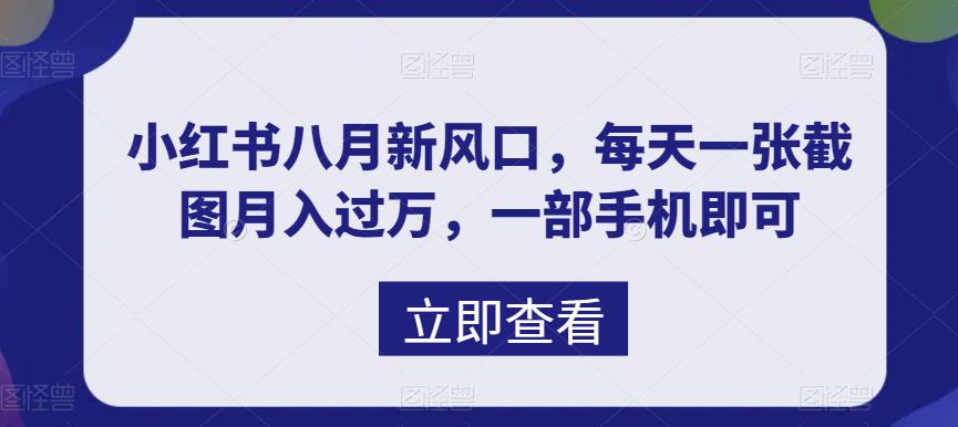 八月新风口，小红书虚拟项目一天收入1000+，实战揭秘-科景网创