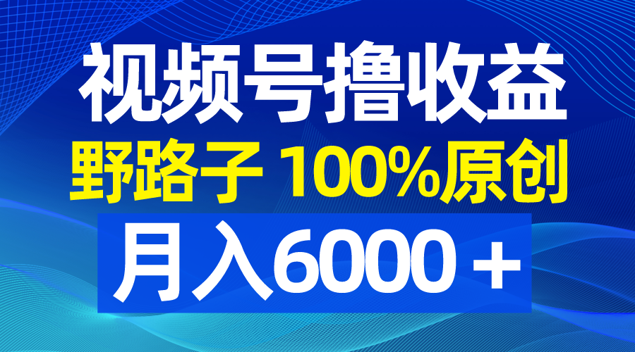 视频号野路子撸收益，100%原创，条条爆款，月入6000＋-科景网创