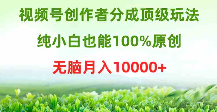 视频号创作者分成顶级玩法，纯小白也能100%原创，无脑月入10000+-科景网创
