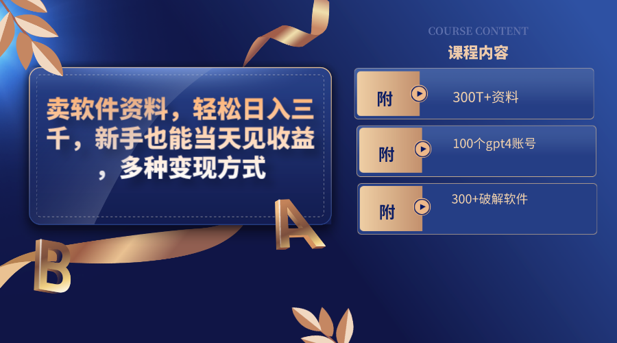 卖软件资料，轻松日入三千，新手也能当天见收益，多种变现方式，（附300…-科景网创