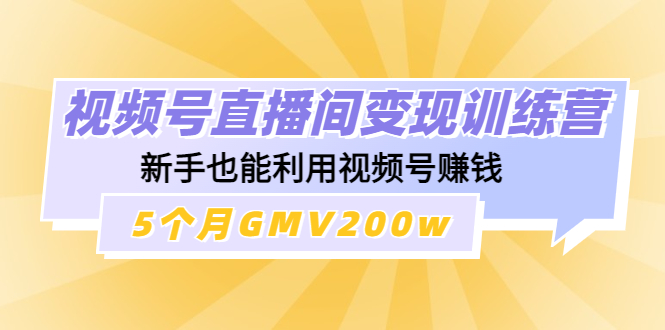 视频号直播间变现训练营：新手也能利用视频号赚钱，5个月GMV200w-科景网创