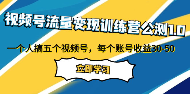 视频号流量变现训练营公测1.0：一个人搞五个视频号，每个账号收益30-50-科景网创