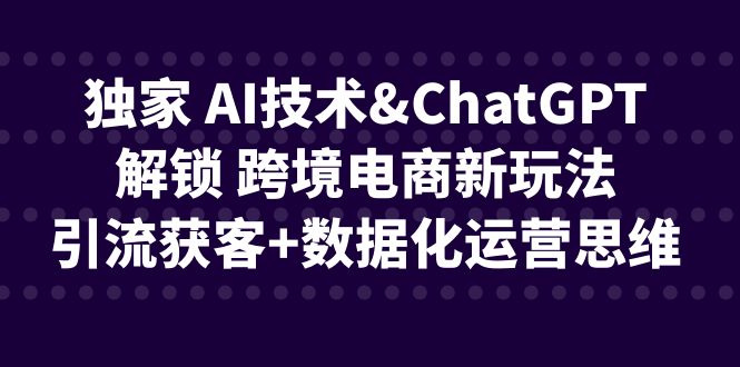 独家 AI技术&ChatGPT解锁 跨境电商新玩法，引流获客+数据化运营思维-科景网创