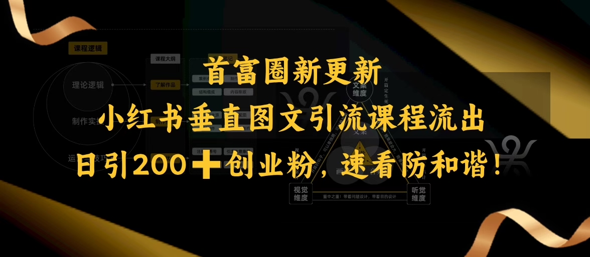 小红书垂直图文引流课程流出，日引200+创业粉，速看防和谐-科景网创