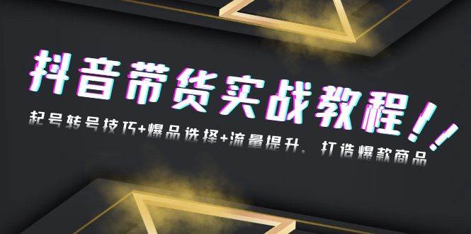 抖音带货实战教程：起号转号技巧+爆品选择+流量提升，打造爆款商品-科景网创
