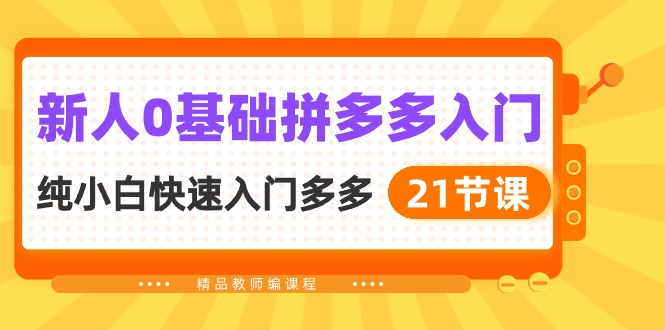 新人0基础拼多多入门，​纯小白快速入门多多（21节课）-科景网创