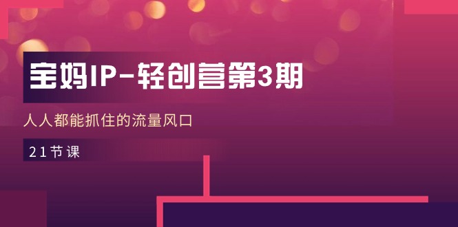 宝妈IP-轻创营第3期，人人都能抓住的流量风口（21节课）-科景网创