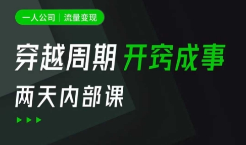 一人公司：流量变现课，一人公司的方法模型拆解， 拆解富人思维，流量思维，小老板思维等-科景网创