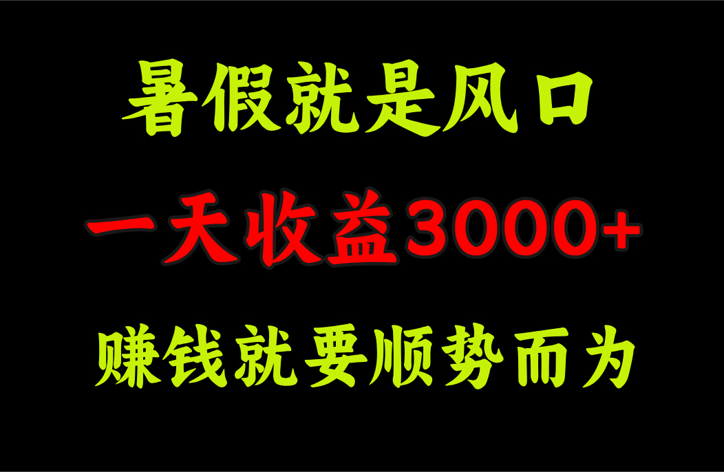 一天收益3000+ 赚钱就是顺势而为，暑假就是风口-科景网创