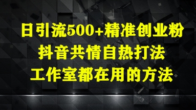 日引流500+精准创业粉，抖音共情自热打法，工作室都在用的方法-科景网创