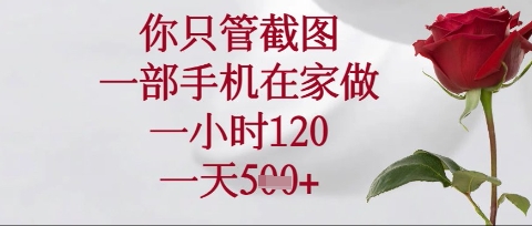 你只管截图，一部手机在家操作，一小时120.一天5张【揭秘】-科景网创