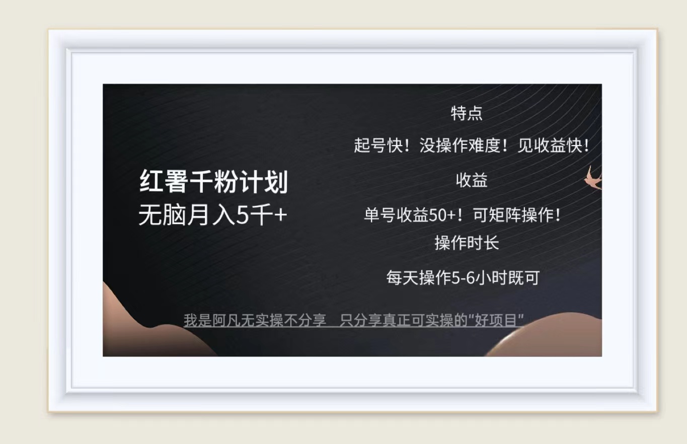红薯千粉计划无脑月入5千+！既做既赚！-科景网创