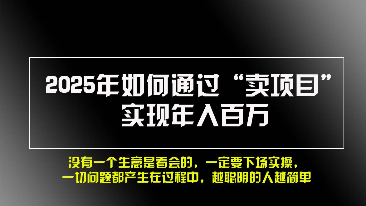 2025年如何通过“卖项目”实现年入百万，做网赚必看！！-科景网创