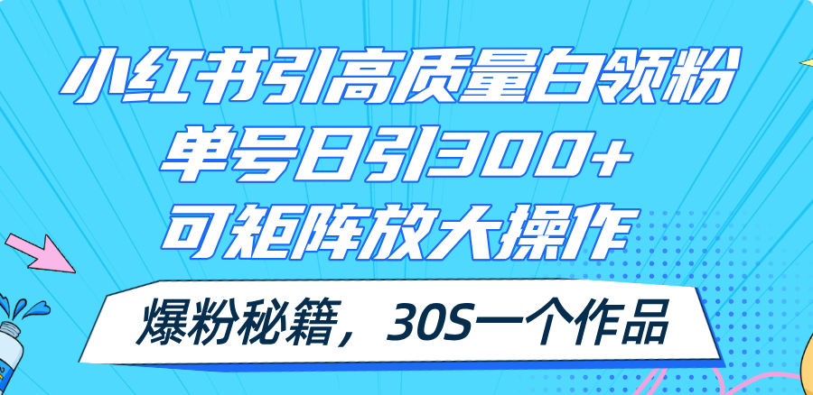 小红书引高质量白领粉，单号日引300+，可放大操作，爆粉秘籍！30s一个作品-科景网创