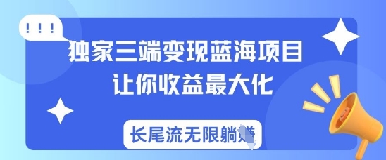 独家三端变现蓝海项目，让你收益最大化，长尾流无限躺挣-科景网创