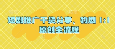 短剧推广干货分享，豹剧 1:1原创全流程-科景网创