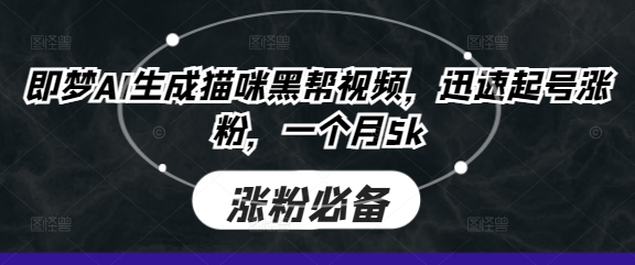 即梦AI生成猫咪黑帮视频，迅速起号涨粉，一个月5k-科景网创