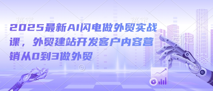 2025最新AI闪电做外贸实战课，外贸建站开发客户内容营销从0到3做外贸-科景网创