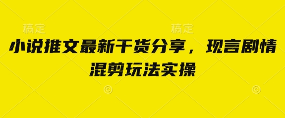 小说推文最新干货分享，现言剧情混剪玩法实操-科景网创
