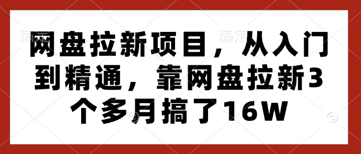 网盘拉新项目，从入门到精通，靠网盘拉新3个多月搞了16W-科景网创