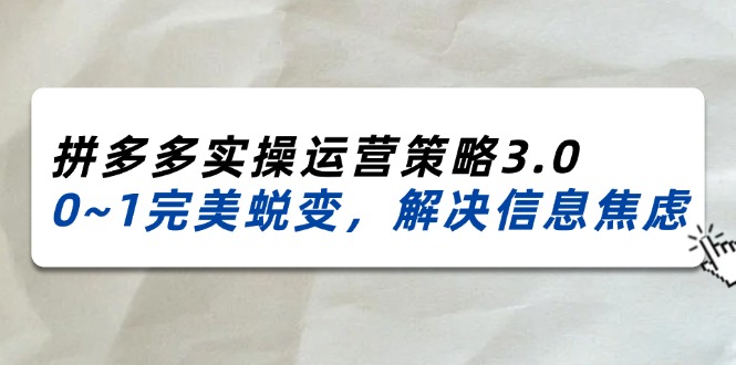 2024_2025拼多多实操运营策略3.0，0~1完美蜕变，解决信息焦虑（38节）-科景网创