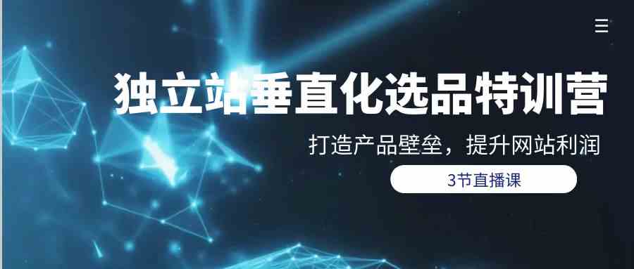 独立站-垂直化选品训练营，打造产品壁垒，提升网站利润（3节直播课）-科景网创