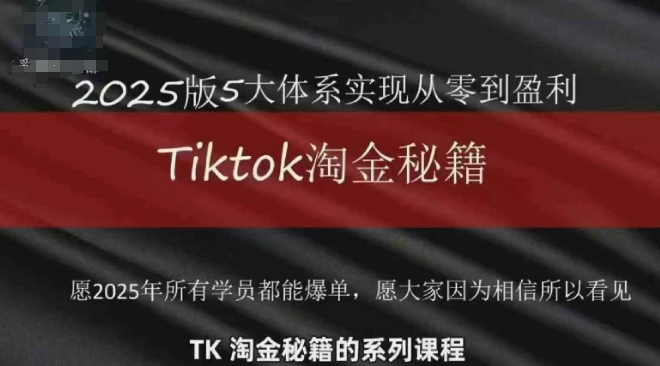 TikTok跨境2025淘金秘籍，​2025TikTok从0到盈利变现-科景网创