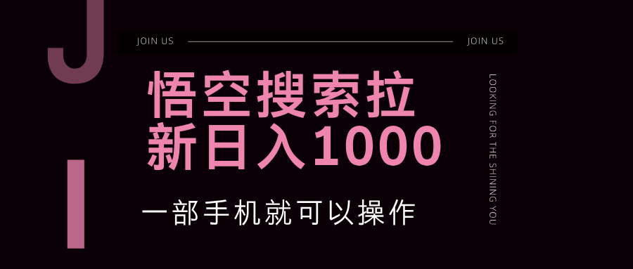 悟空搜索类拉新 蓝海项目 一部手机就可以操作 教程非常详细-科景网创