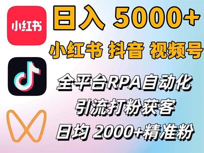 小红书、抖音、视频号RPA全自动矩阵引流截流获客工具，日均2000+精准粉丝-科景网创