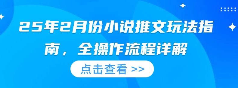 25年2月份小说推文玩法指南，全操作流程详解-科景网创