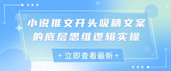 小说推文开头吸睛文案的底层思维逻辑实操-科景网创
