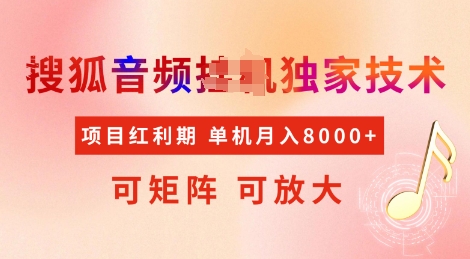 全网首发搜狐音频挂JI独家技术，项目红利期，可矩阵可放大，稳定月入8k【揭秘】-科景网创