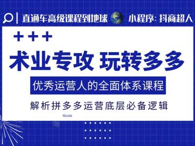 术业专攻玩转多多，优秀运营人的全面体系课程，解析拼多多运营底层必备逻辑-科景网创
