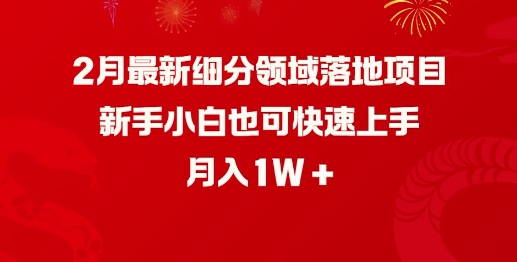 2月最新细分领域落地项目，新手小白也可快速上手，月入1W-科景网创