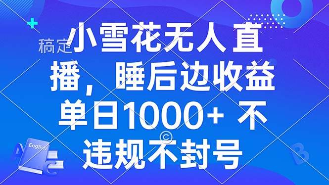 小雪花无人直播 睡后收益单日1000+ 零粉丝新号开播 不违规 看完就会-科景网创