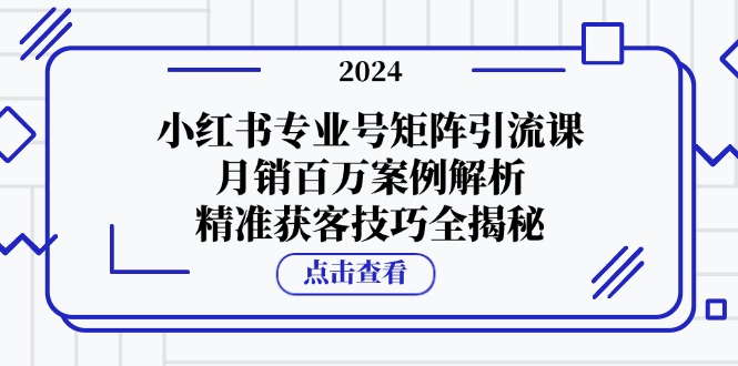 （12943期）小红书专业号矩阵引流课，月销百万案例解析，精准获客技巧全揭秘-科景网创