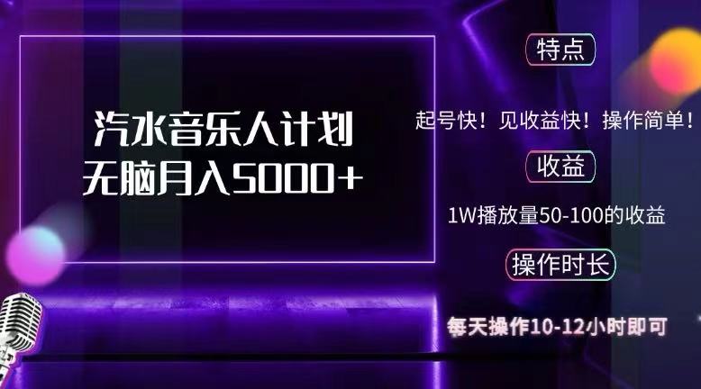 抖音汽水音乐人计划无脑月入5000+-科景网创