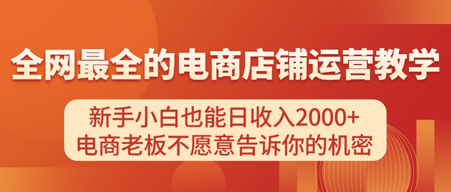 电商店铺运营教学，新手小白也能日收入2000+，电商老板不愿意告诉你的机密-科景网创