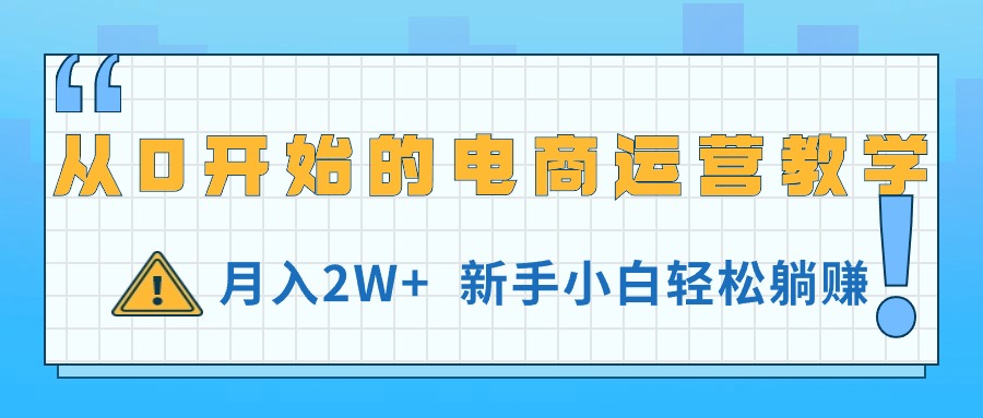 从0开始的电商运营教学，月入2W+，新手小白轻松躺赚-科景网创